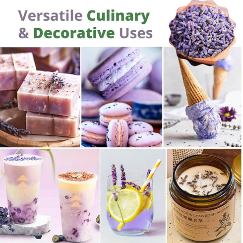 100% 3.53oz (100g), Dried Culinary Lavender Natural Food Grade Lavender Buds Herbs Tea, Edible Lavenders Flowers