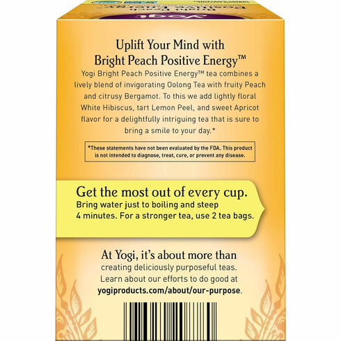 16 Pack (4 Packs) Yogi Tea Bright Peach Positive Energy Tea - Tea Bags per - Organic Tea to Support Focus & Energy