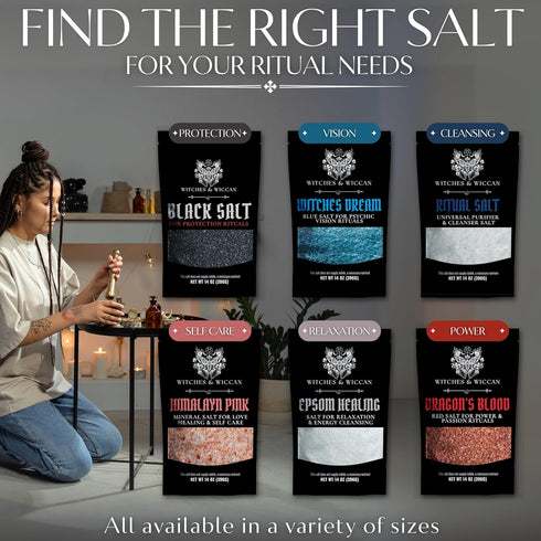 5 Oz Black Salt for Protection Rituals & Wiccan Spells, Handcrafted Negative Energy Protection Crystals for Witchcraft