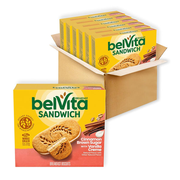 belVita Breakfast Bar Biscuit Sandwiches, Cinnamon Brown Sugar with Vanilla Creme, 30