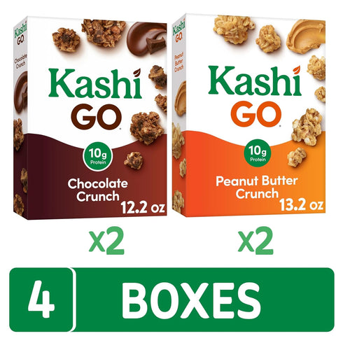 Kellogg's Pack (4 Kashi GO Breakfast Cereal, Fiber Cereal, Family Breakfast, Variety Boxes)