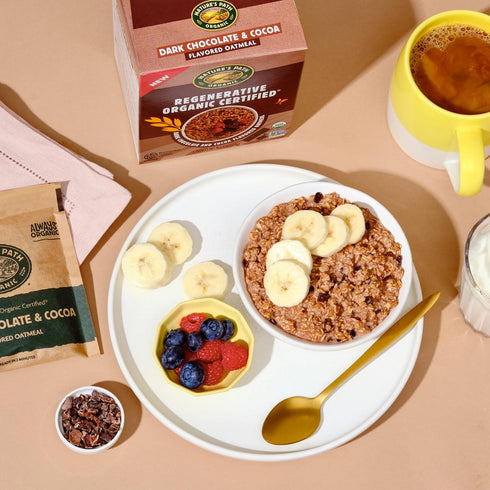 8 oz (Pack 6), Nature's Path Organic Regenerative Organic Certified Dark Chocolate & Cocoa Instant Oatmeal, of Non-GMO