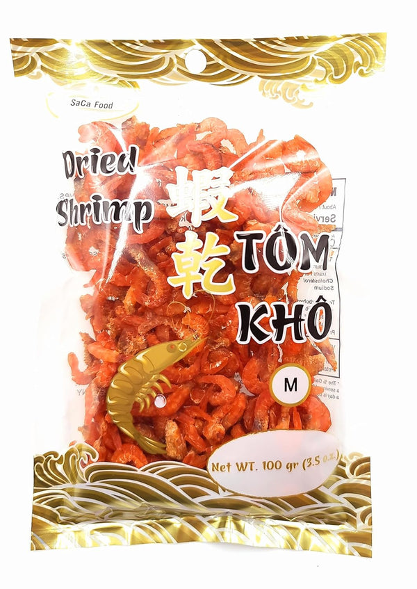 SaCa Food Dried Shrimp, Size Medium, 100 g (3.5 oz)