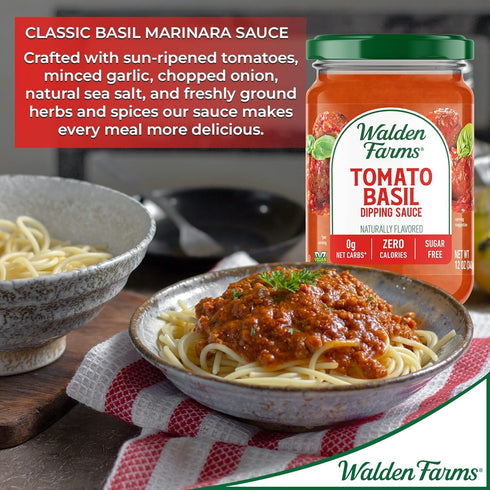 12 oz Walden Farms Tomato Basil Pasta Sauce Zero Calorie, Sugar Free, Keto & No Carb Sauce for Pasta, Veggies & More