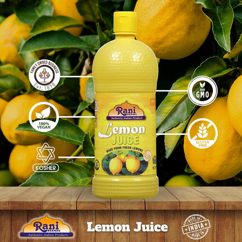33.8oz (1Litre) Rani Lemon Juice Vegan ~ Gluten Free | NON-GMO | Kosher | No Colors | Indian Origin