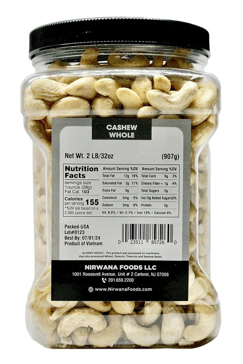 32 oz Raw Cashew Premium Whole Nuts, Unsalted | Perfect for Snacks, Baking, and Dairy-Free Recipes | Keto-Friendly