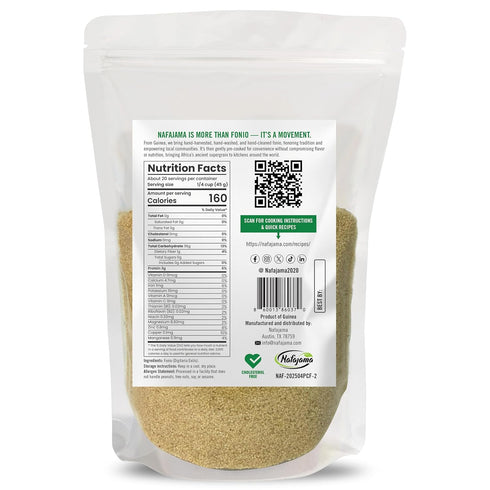 -1 2 lb 907g Nafajama Premium Gluten-Free Pre-Cooked Fonio Grain | Ancient African Super- grain| All-Natural, Non-GMO