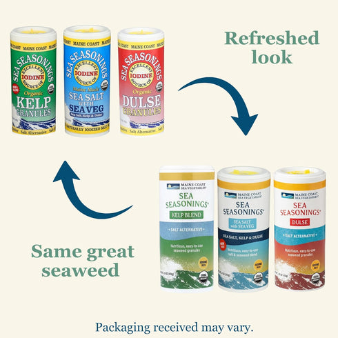 Pack 3-Pack (1 Maine Coast Sea Vegetables Sea Seasonings Variety | Organic Dulse, Kelp & Sea Salt with Sea Veg |