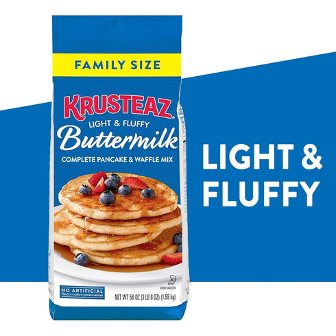 56 oz Krusteaz Complete Buttermilk Pancake and Waffle Mix, Light & Fluffy, Bag