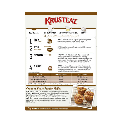 19.5 Oz Krusteaz Cinnamon Swirl Quick Bread Mix