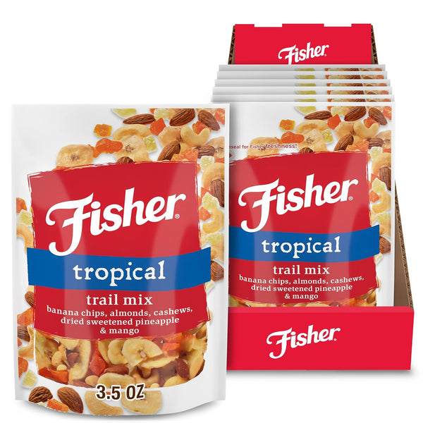 Fisher Snack Tropical Trail Mix, 3.5 oz (Pack of 6), Dried Banana
