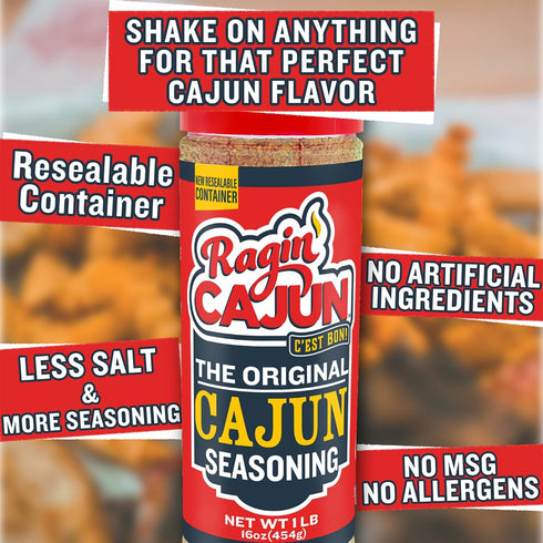 16 oz Pack 4, Original Cajun Seasoning - Jar, of Low Sodium, No MSG, All Natural - Authentic Louisiana Spice