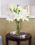 KaBloom PRIME NEXT DAY DELIVERY - Mothers Day Collection - Pure Love Bouquet of Fresh White Lilies with Vase.Gift