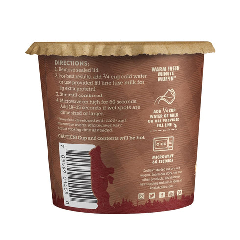 2.36 Oz (Pack 12) Kodiak Cakes Minute Muffins, Cinnamon Roll