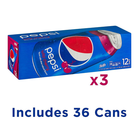 Pack 12 oz, 36 Pepsi Wild Cherry Soda, Fridge Bundle, fl Cans