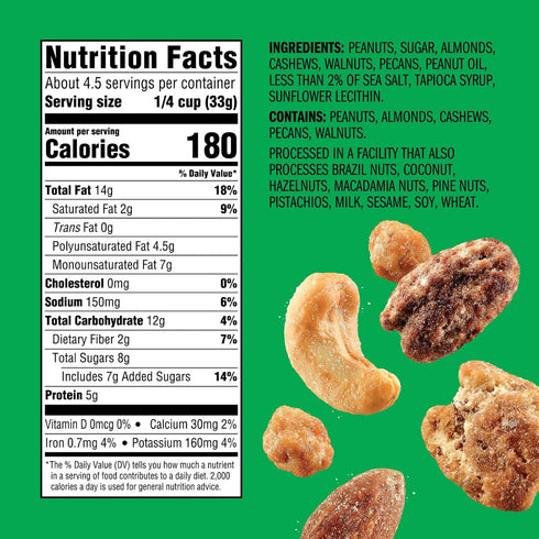 (1-Pack), 5.5oz Emerald Nuts Salty Sweet Mixed Nuts Features Kettle Glazed Peanuts, Almonds, Cashews, Kettle Glazed