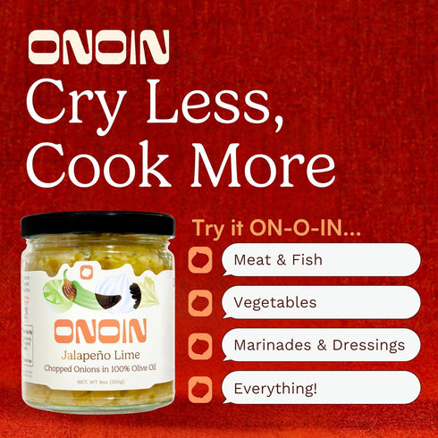 100% 9 oz (Pack 2) ONOIN Chopped Onions in Olive Oil - Seed Oil Free & Ready-to-Use Flavor Base & Topping | Jalapeno