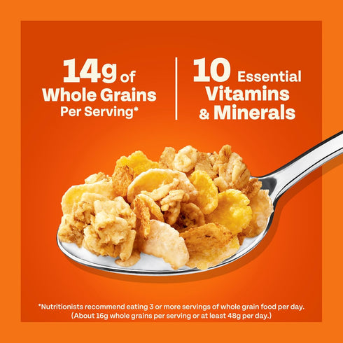 18 OZ Honey Bunches of Oats Honey Roasted Breakfast Cereal, Honey Oats Cereal with Granola Clusters, Box