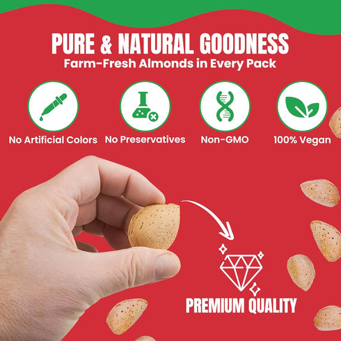 5 lbs (80oz) Jumbo California Almonds In Shell Premium Quality Kosher Raw Almonds By We Got Nuts - Natural & Healthy