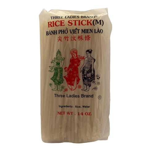 Three Ladies 14 Oz. (Pack 3 Brand Rice Stick Noodle - of Bags)