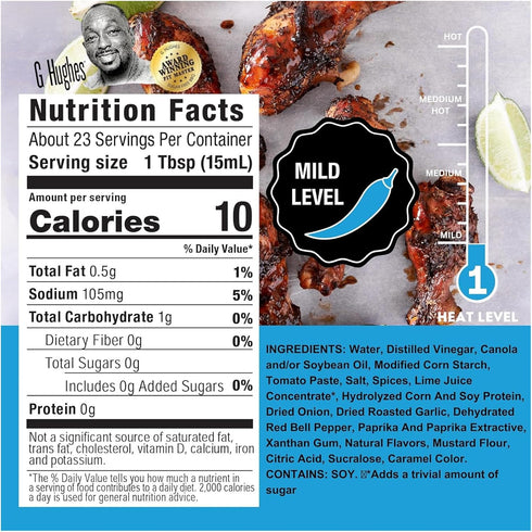 (12 oz) G. Hughes Smokehouse Sugar Free Wing Sauce - Caribbean Jerk, Mild