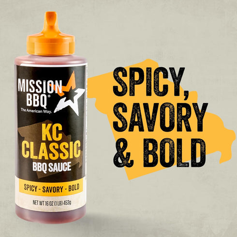 Mission BBQ 16 oz BBQ Sauce, KC Classic, A Kansas City Style Barbecue Sauce That Is Perfect For Adding A Sweet, Smoky