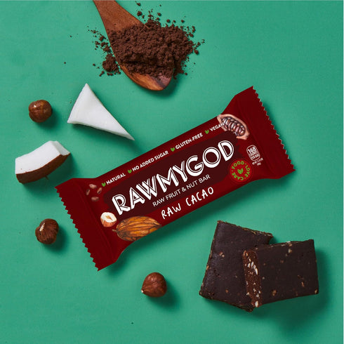 (16 Pack 4 3 3 3 3 RAWMYGOD Fruit and Nut Bars, Gluten Free, Vegan, No Added Sugar bars, Variety I - Raw Cacao, Apple
