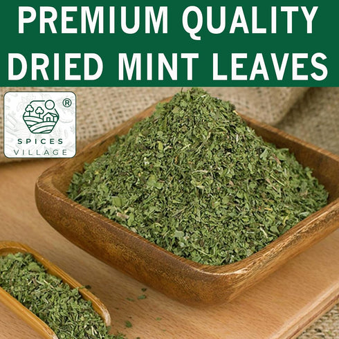 2 Oz Spices Village Mint Leaves, - Fresh Dried Spearmint Herbs, Crushed Mint Spice Great for Loose Leaf Tea, Dry Mint