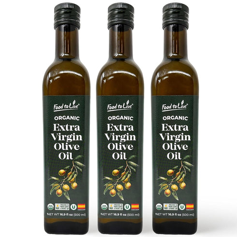 Food To Live Organic Extra Virgin Olive Oil, 16.9oz (500ml) Cold-Pressed. Polyphenol