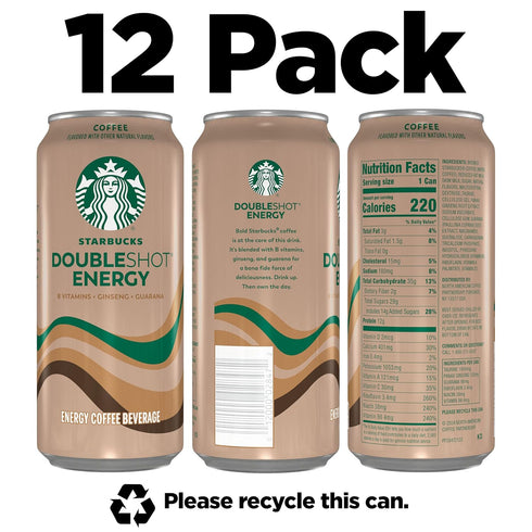 15 oz (12 Pack) Starbucks Doubleshot Energy Drink Coffee Beverage, Mocha, Iced Coffee, fl Cans