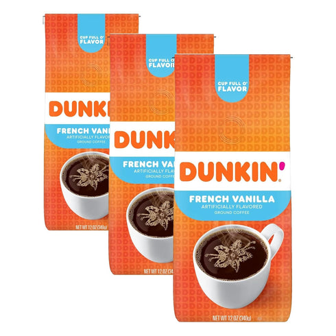 Dunkin' Donuts French Vanilla Coffee, 12 Oz Bag (Pack of 3)