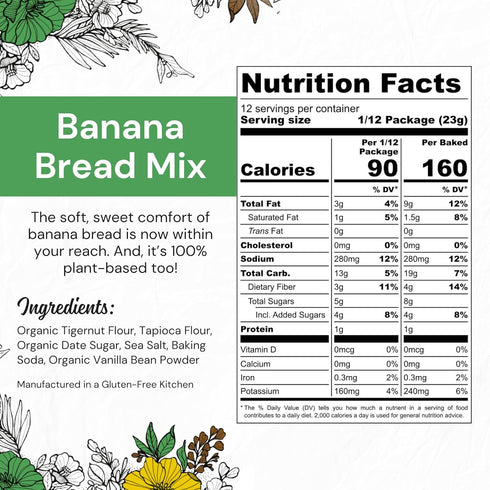 eat G.A.N.G.S.T.E.R. Vegan Banana Bread Mix, Allergy-Friendly Baking Mix, Grain-Free, No Dairy, Nuts, Gluten, Dairy