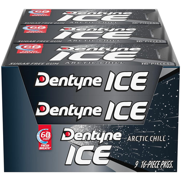 Dentyne Ice Arctic Chill Sugar-Free Chewing Gum, 9 Packs of 16 Pieces (144 Total)