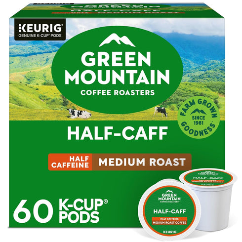 Green Mountain Coffee Roasters Half Caff, Keurig Single Serve K-Cup Pods, Medium