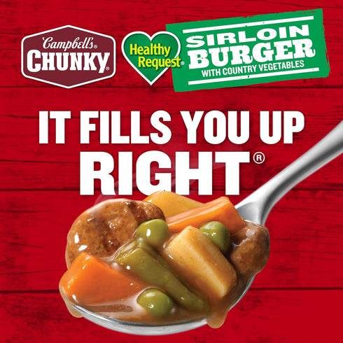 Country 18.8 oz Campbell's Chunky Healthy Request Sirloin Burger With Vegetables Beef Soup, Can