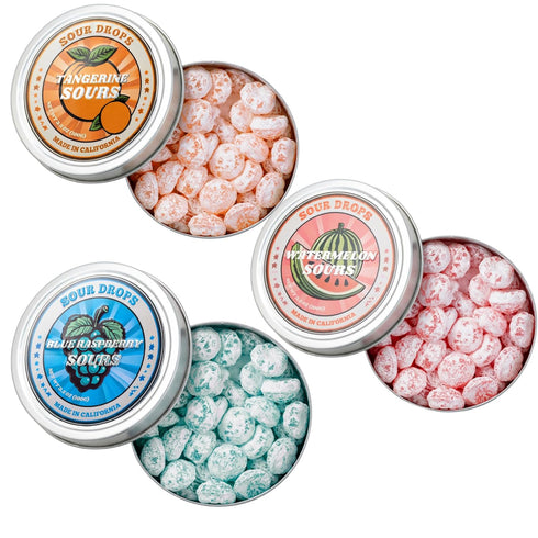 Sour Drops - Small Batch Fruit Sours - Tangerine, Watermelon, Blue Raspberry
