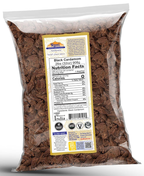 32oz (2lbs) 908g Rani Black Cardamom Pods (Kali Elachi) Whole Indian Spice Bulk ~ All Natural | Vegan | Gluten Friendly