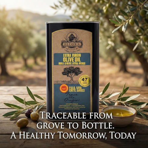 1 (33.8 oz.) Ellora Farms, Greek Extra Virgin Olive Oil, Certified PDO SITIA, Single Estate, Single Origin, High