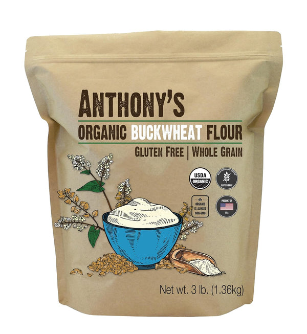 Anthony's Organic Buckwheat Flour, 3 lb, Grown in the USA, Gluten Free,