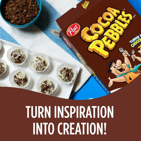 32 oz (Pack 2) Cocoa PEBBLES Cereal, Gluten Free Rice Cereal, Family Size Bag