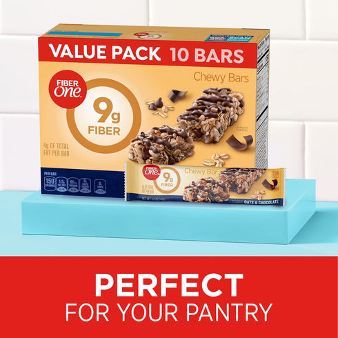 Pack, 10 14.1 oz Fiber One Chewy Bars, Oats and Chocolate, Fiber Snacks, Value Ct