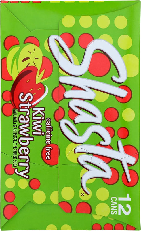 12-Pack 12oz Shasta Kiwi Strawberry | Sweet Strawberry Meets Tart Kiwi | Caffeine-Free Soft Drink | of Cans | Fruity