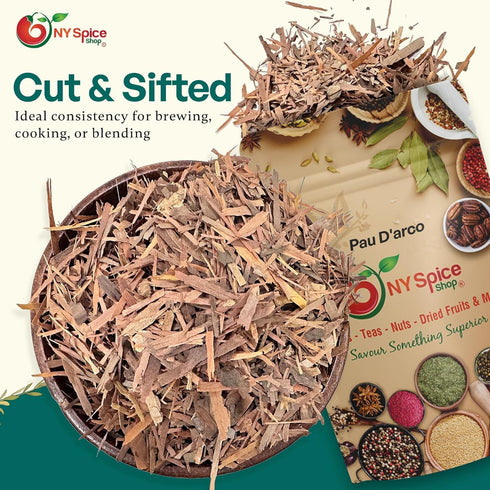 2 NY Spice Shop Pau D'arco/Ipe Roxo - Cut & Sifted - Pound Pau Darco Tea Bark - Pau Darco Herb - Herbal Tea - Inner