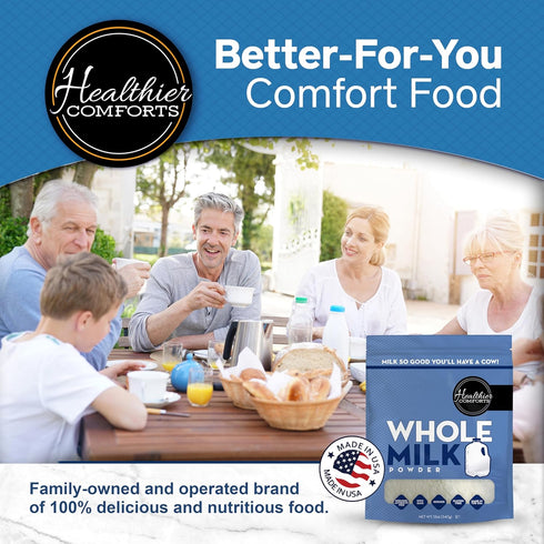 (12oz) Healthier Comforts Whole Milk Powder | Shelf Stable | Kosher, Gluten Free, Non-GMO, Hormone and Antibiotic Free