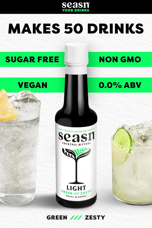seasn 0% 2 150ml Multipack Cocktail Bitters Duo | ABV for Cocktails & Mocktails | Zesty Light & Aromatic Dark | x