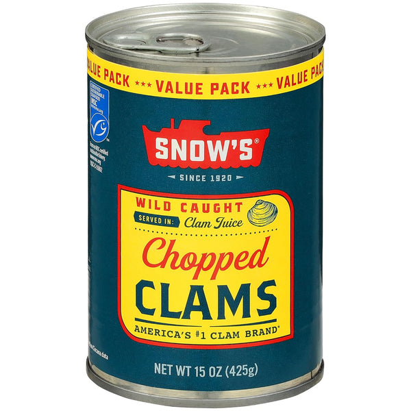Snow's Wild Caught Chopped Clams Canned, 15 oz Can - Served in