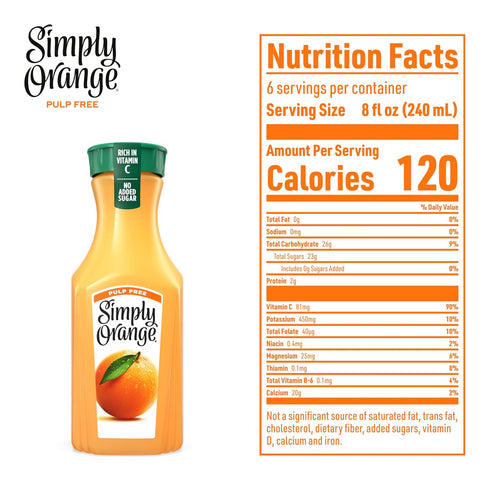 46 oz Simply Orange Pulp Free Orange Juice Bottle, fl