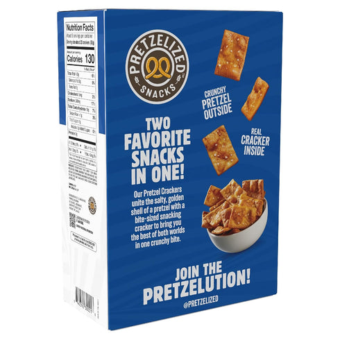 6.5oz (Pack 12) PRETZELIZED Snacks PRETZELIZED Pretzel Crackers, Sea Salt Flavored, Box