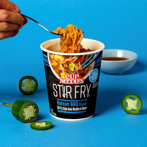 2.89 (Pack 6) Nissin Cup Noodles Stir Fry Noodles in Sauce, Korean BBQ, Ounce