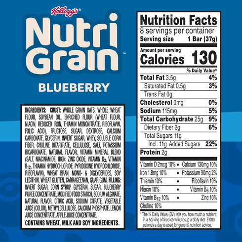 (6 48 Count) Nutri-Grain Soft Baked Breakfast Bars, Kids Snacks, Whole Grain, Blueberry Boxes